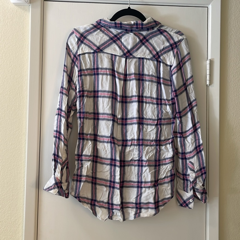 Rails Pink & Navy Button Up Flannel - Size Small - image 5